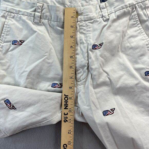 Vineyard Vines Shorts Men 30 Beige Chino Club Short USA Flag Whale Embroidery - Picture 13 of 15